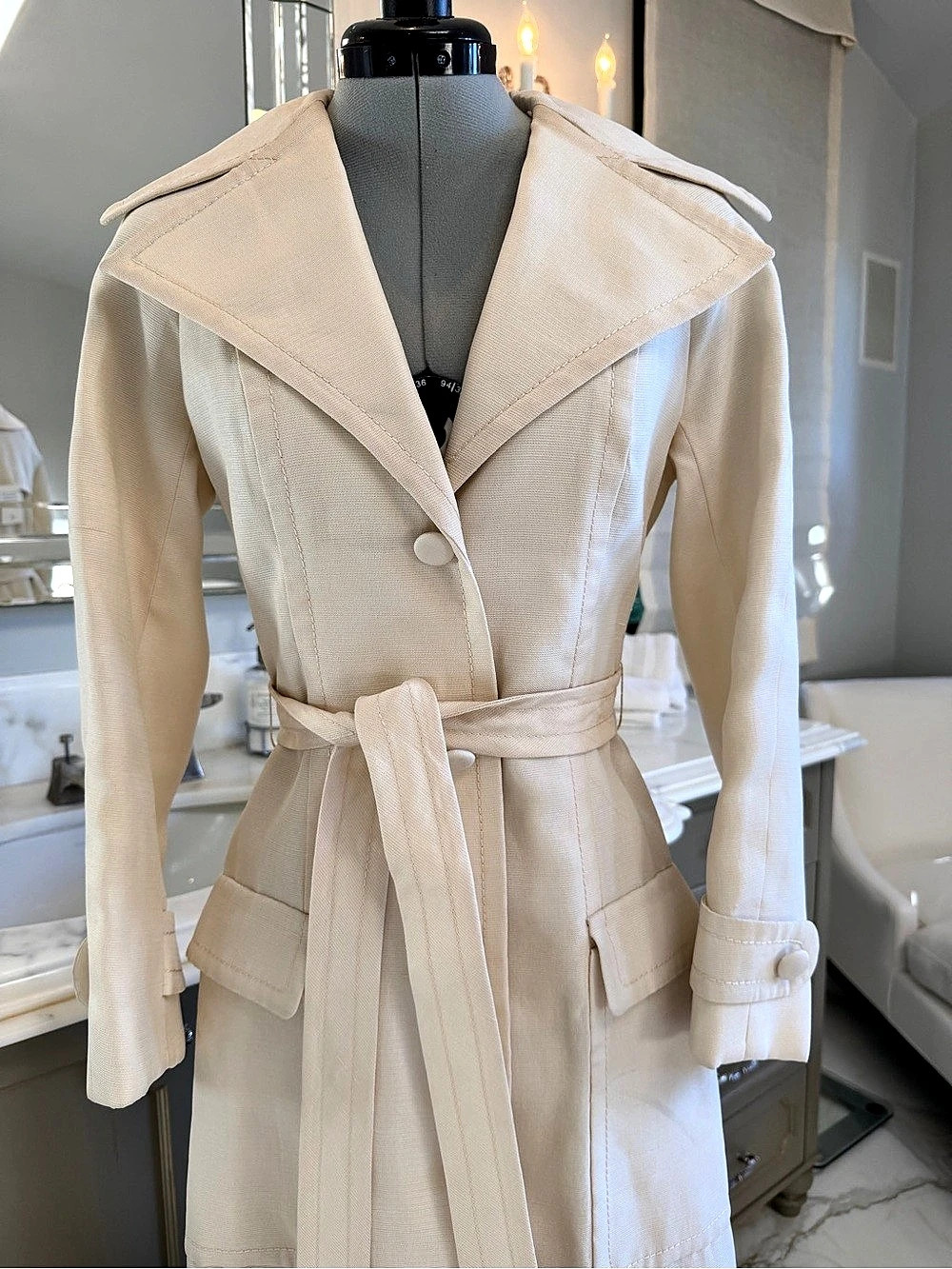 Christian Dior Cream Full-Length Trench Coat NWT - Picture 3 of 9